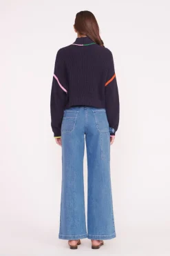 STAUD CROPPED HAMPTON SWEATER NAVY MULTI NAVYMULTI Hot