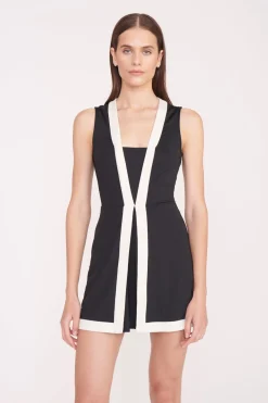 STAUD CROSS-COURT DRESS  BLACK IVORY BLACKIVORY New