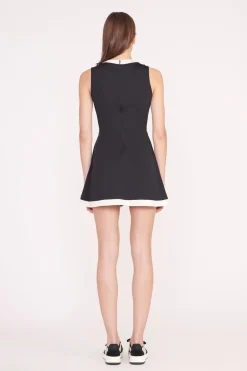 STAUD CROSS-COURT DRESS  BLACK IVORY BLACKIVORY New