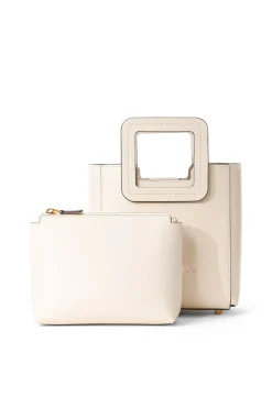 STAUD CUSTOM MINI SHIRLEY LEATHER BAG  CREAM CREAMCONTRAST Sale