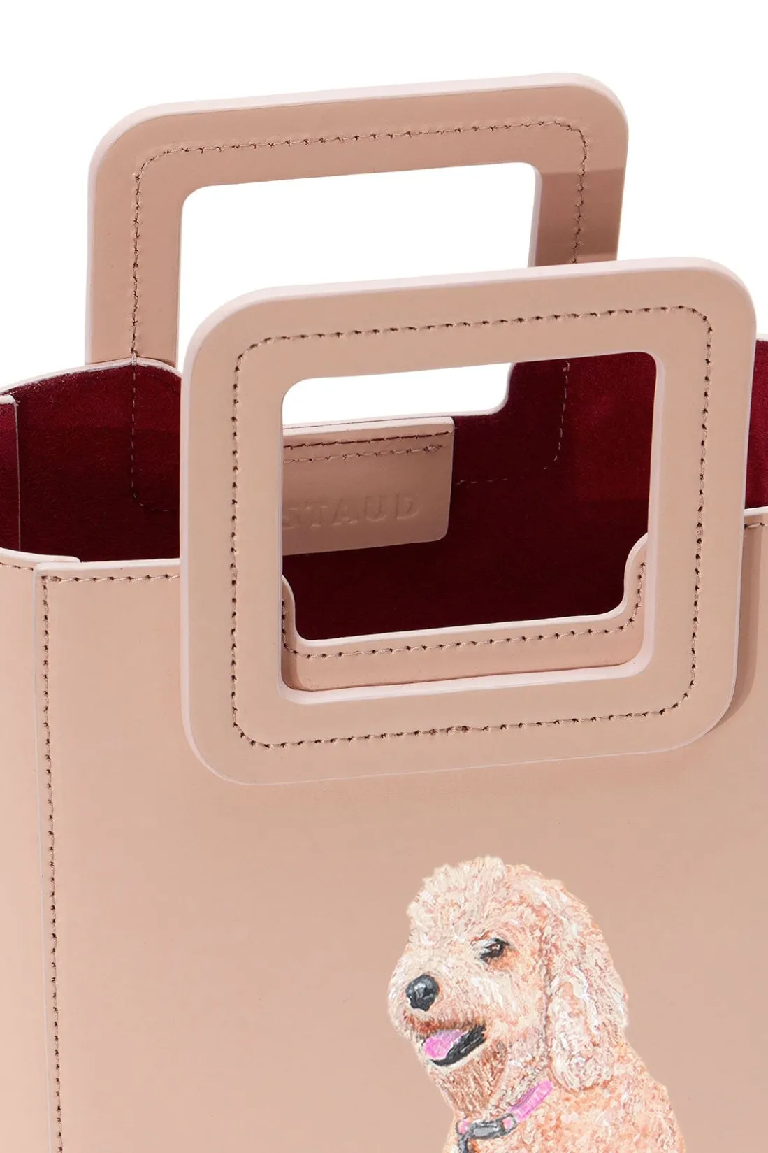 STAUD CUSTOM MINI SHIRLEY LEATHER BAG BLUSH New