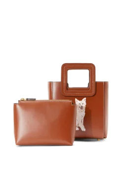 STAUD CUSTOM MINI SHIRLEY LEATHER BAG   TAN Hot