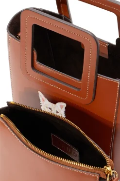 STAUD CUSTOM MINI SHIRLEY LEATHER BAG   TAN Hot