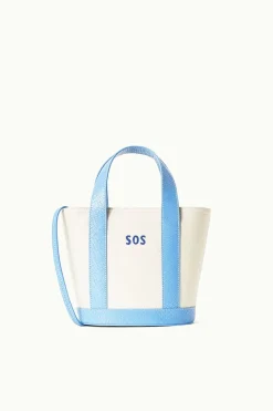 STAUD CUSTOM MONOGRAM ALLORA MINI TOTE  CREAM BLUE CREAMSTAUDBLUE
