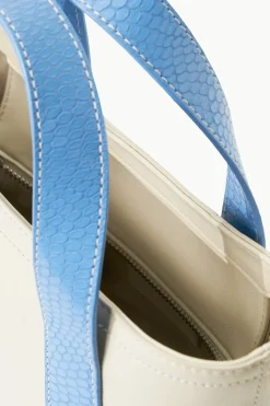 STAUD CUSTOM MONOGRAM ALLORA MINI TOTE  CREAM BLUE CREAMSTAUDBLUE