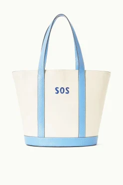 STAUD CUSTOM MONOGRAM ALLORA TOTE  CREAM BLUE CREAMSTAUDBLUE New