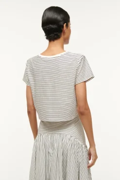 STAUD DEAN T-SHIRT IVORY MICRO STRIPE IVORYMICROSTRIPE Discount