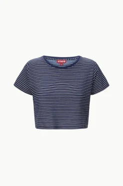 STAUD DEAN T-SHIRT  NAVY MICRO STRIPE NAVYMICROSTRIPE