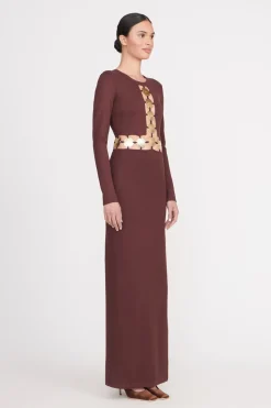 STAUD DELPHINE DRESS  DARK CHOCOLATE DARKCHOCOLATE Online