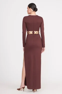 STAUD DELPHINE DRESS  DARK CHOCOLATE DARKCHOCOLATE Online