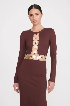 STAUD DELPHINE DRESS  DARK CHOCOLATE DARKCHOCOLATE Online