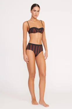 STAUD DEVON HIGH RISE BIKINI BOTTOM  BLACK TAN SEASHORE STRIPE BLACKTANSEASHORESTRIPE New