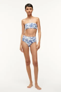 STAUD DEVON HIGH RISE BIKINI BOTTOM BLUE TOILE BLUETOILE Outlet
