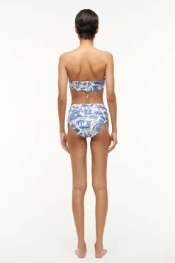 STAUD DEVON HIGH RISE BIKINI BOTTOM  BLUE TOILE BLUETOILE Outlet