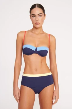 STAUD DEVON HIGH RISE BIKINI BOTTOM  NAVY COLORBLOCK NAVYCOLORBLOCK Sale