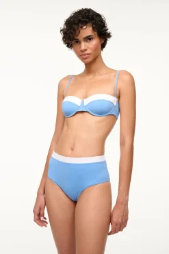 STAUD DEVON HIGH RISE BIKINI BOTTOM  AZURE WHITE AZUREWHITE Online
