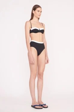 STAUD DEVON HIGH RISE BIKINI BOTTOM  BLACK WHITE BLACKWHITE New