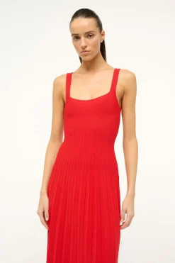STAUD ELLISON DRESS  RED ROSE REDROSE