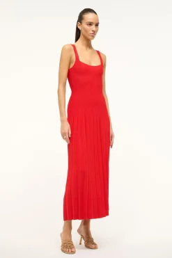 STAUD ELLISON DRESS  RED ROSE REDROSE