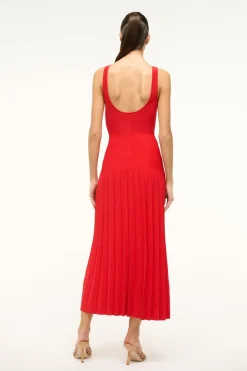 STAUD ELLISON DRESS  RED ROSE REDROSE