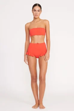 STAUD FLOURISH HIGH RISE BIKINI BOTTOM  RED ROSE REDROSE Best