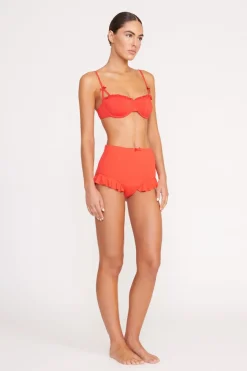 STAUD FLOURISH HIGH RISE BIKINI BOTTOM  RED ROSE REDROSE Best