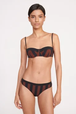 STAUD GEMMA BIKINI BOTTOM BLACK TAN SEASHORE STRIPE BLACKTANSEASHORESTRIPE Outlet