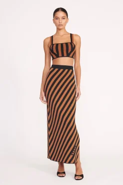 STAUD GIOVANNI SKIRT BLACK TAN SEASHORE STRIPE BLACKTANSEASHORESTRIPE New
