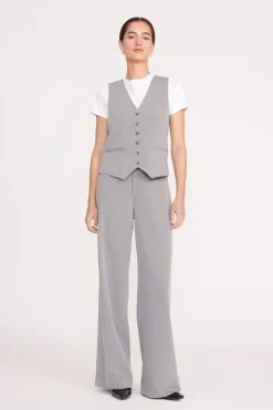 STAUD GRAYSON PANT HEATHER GREY SUITING HEATHERGREY New