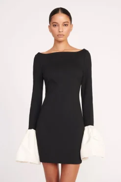 STAUD HAWTHORNE DRESS  BLACK IVORY BLACKIVORY New