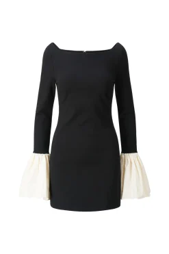 STAUD HAWTHORNE DRESS  BLACK IVORY BLACKIVORY New