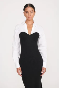 STAUD HAZEL DRESS  BLACK WHITE BLACKWHITE Outlet