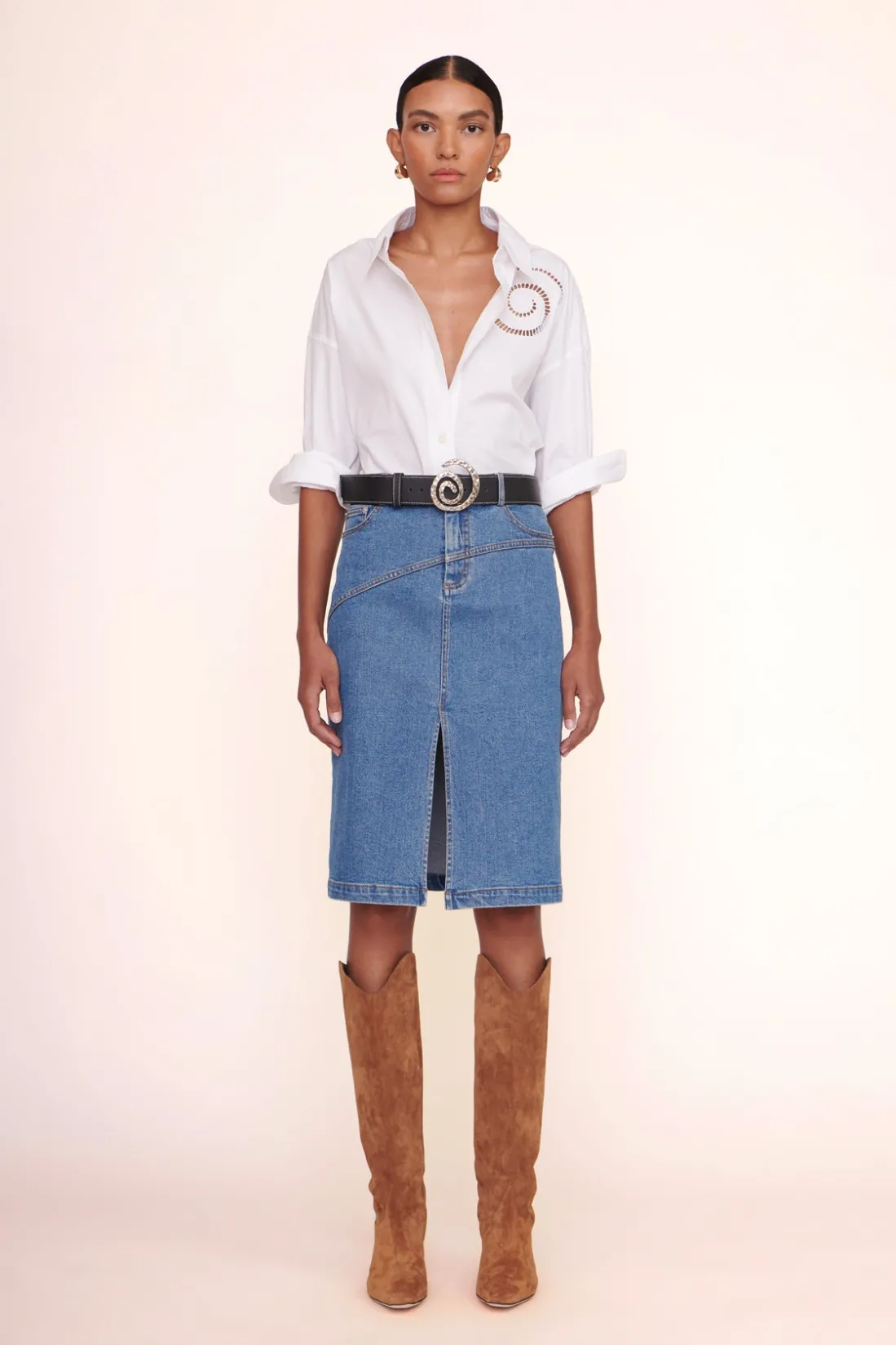 STAUD HUDSON SKIRT MEDIUM WASH MEDIUMWASH Clearance