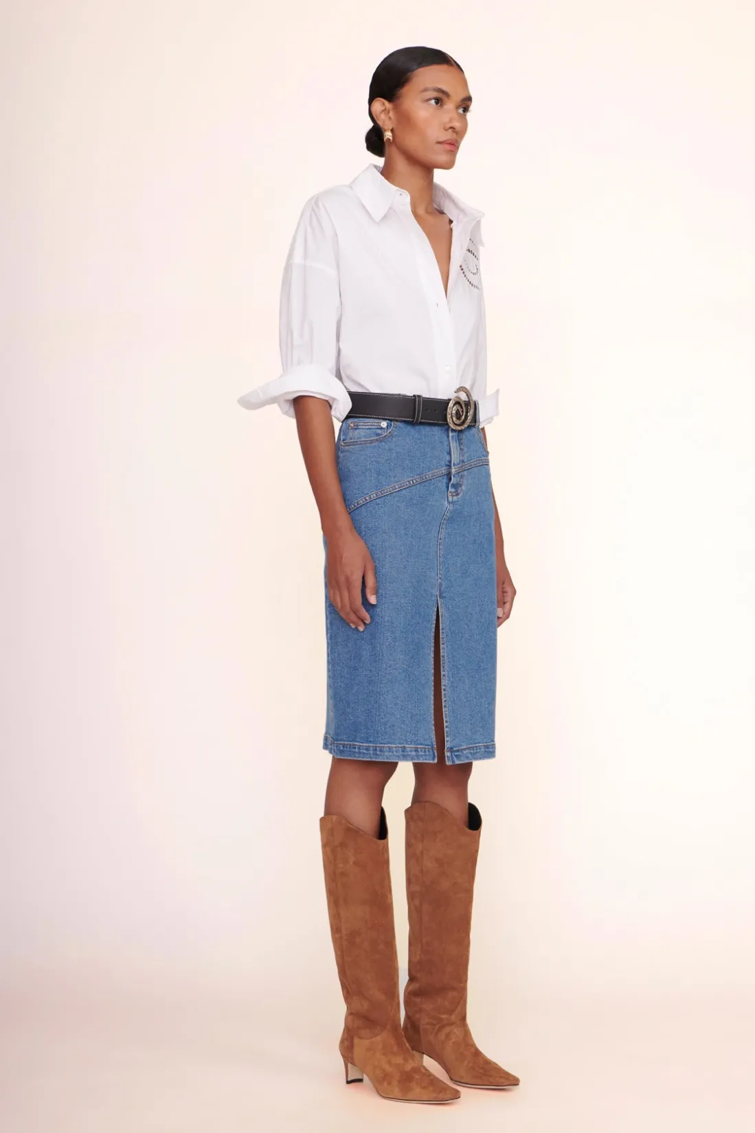 STAUD HUDSON SKIRT MEDIUM WASH MEDIUMWASH Clearance