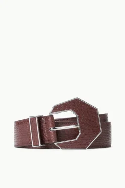 STAUD INLAY BUCKLE BELT   MAHOGANY Discount