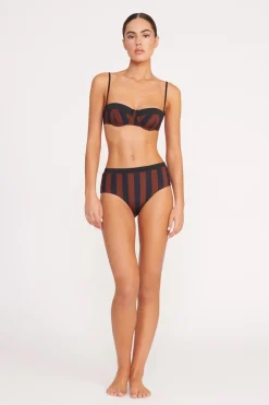STAUD JO BALCONETTE BIKINI TOP  BLACK TAN SEASHORE STRIPE BLACKTANSEASHORESTRIPE