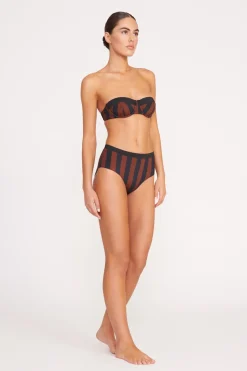STAUD JO BALCONETTE BIKINI TOP  BLACK TAN SEASHORE STRIPE BLACKTANSEASHORESTRIPE