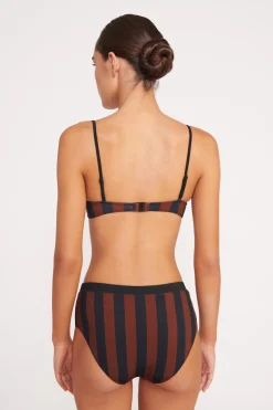 STAUD JO BALCONETTE BIKINI TOP  BLACK TAN SEASHORE STRIPE BLACKTANSEASHORESTRIPE