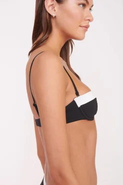 STAUD JO BALCONETTE BIKINI TOP  BLACK WHITE BLACKWHITE Clearance