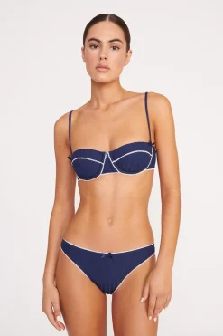 STAUD JO BALCONETTE BIKINI TOP NAVY WHITE NAVYWHITE New