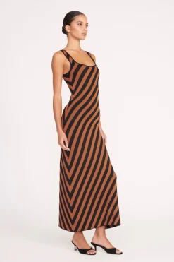 STAUD KATIE DRESS  BLACK TAN SEASHORE STRIPE BLACKTANSEASHORESTRIPE New