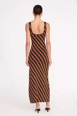 STAUD KATIE DRESS  BLACK TAN SEASHORE STRIPE BLACKTANSEASHORESTRIPE New