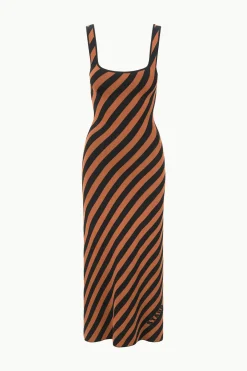 STAUD KATIE DRESS  BLACK TAN SEASHORE STRIPE BLACKTANSEASHORESTRIPE New