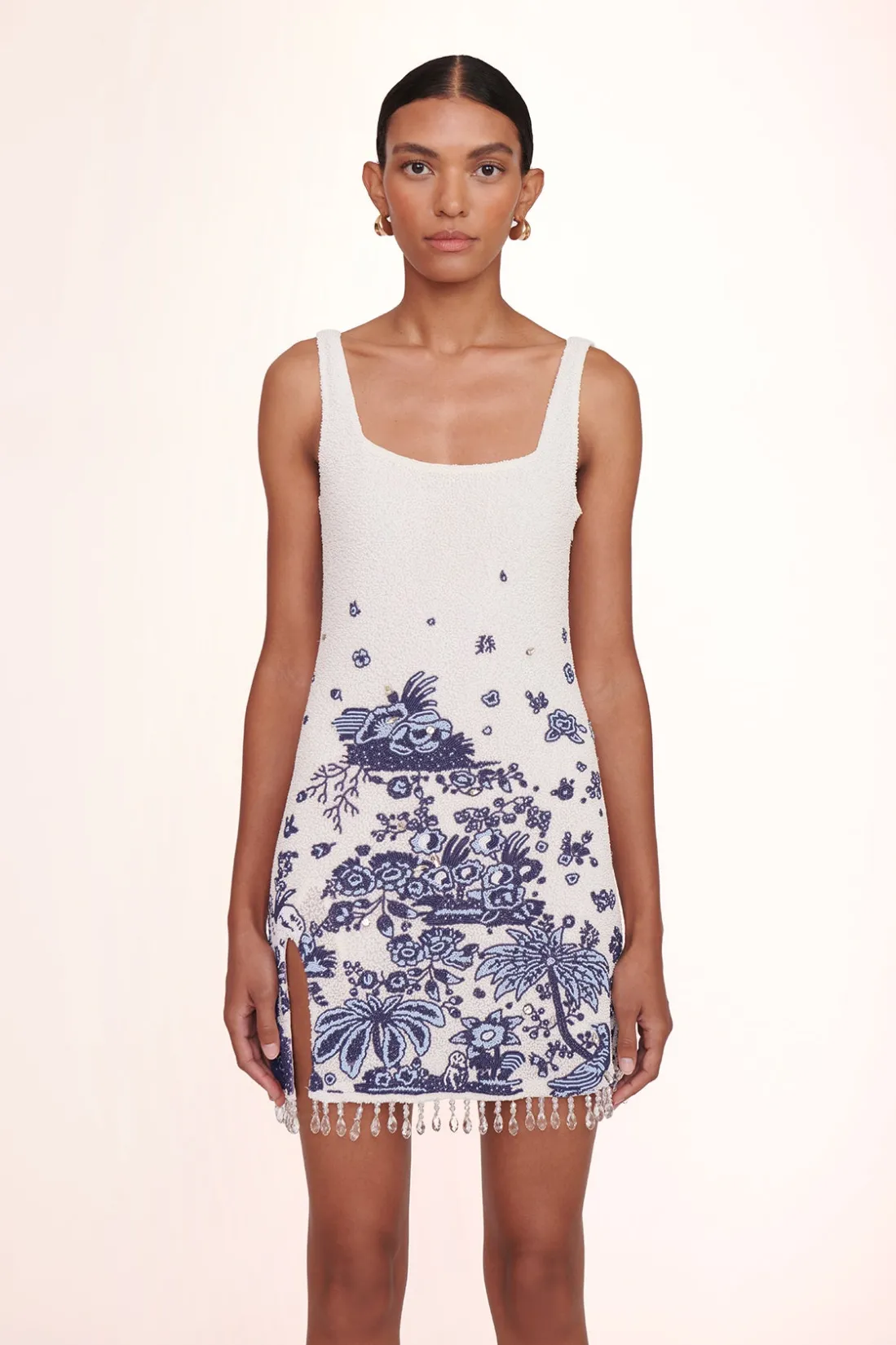 STAUD LE SABLE DRESS BLUE TOILE BLUETOILE