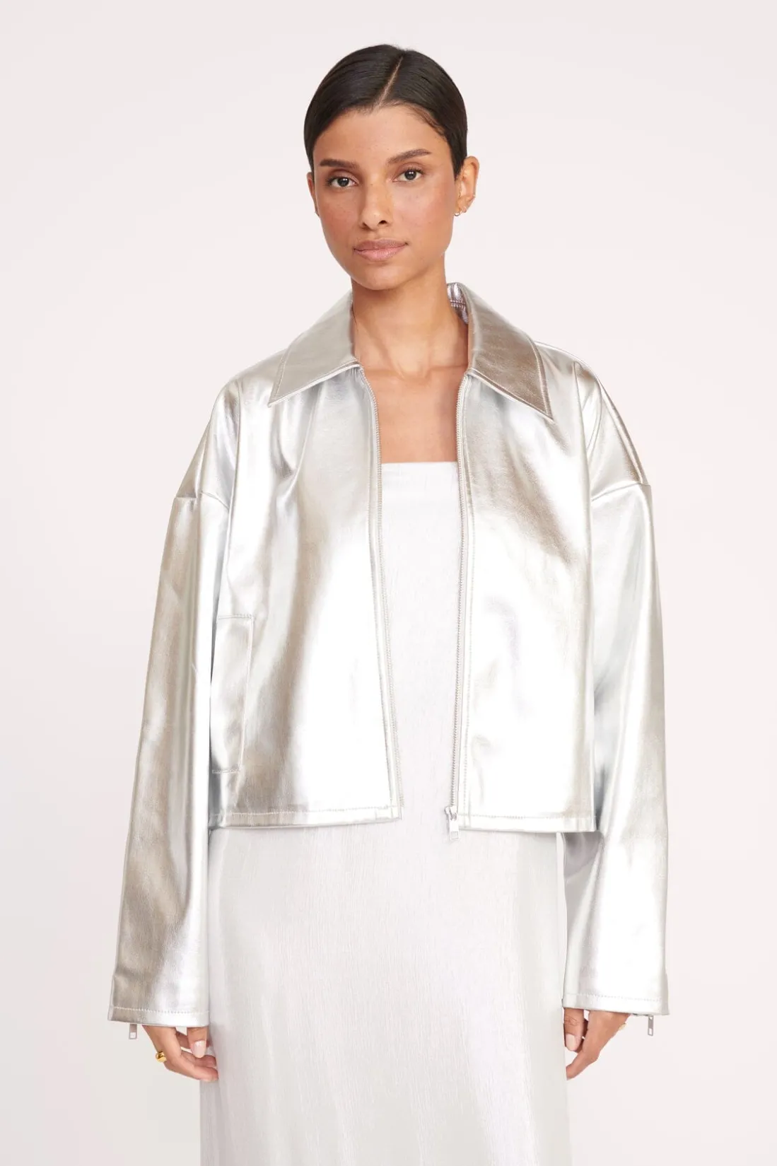 STAUD LENNOX JACKET SILVER New