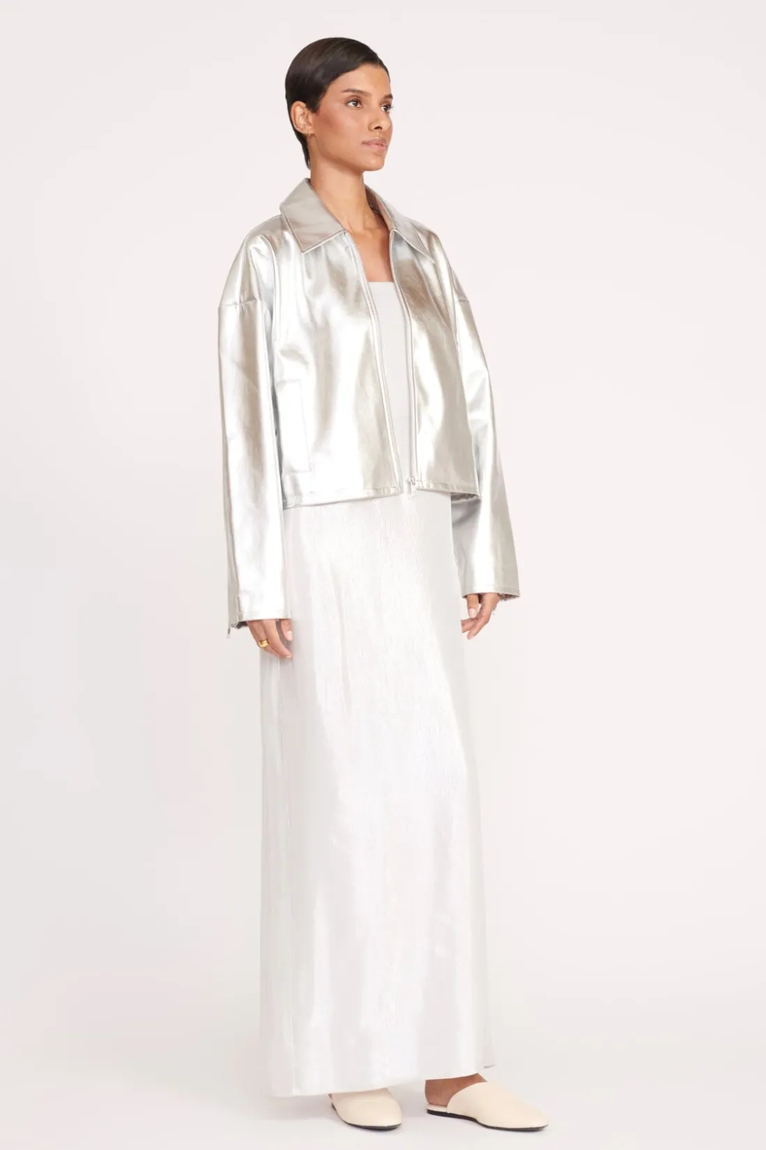STAUD LENNOX JACKET SILVER New