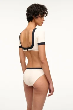 STAUD LILY SHORT SLEEVE BIKINI TOP  IVORY BLACK IVORYBLACK Outlet