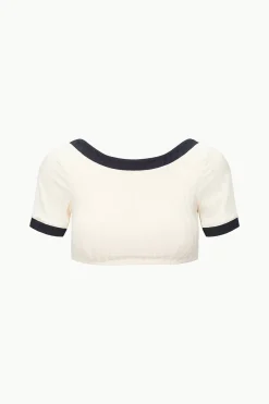 STAUD LILY SHORT SLEEVE BIKINI TOP  IVORY BLACK IVORYBLACK Outlet