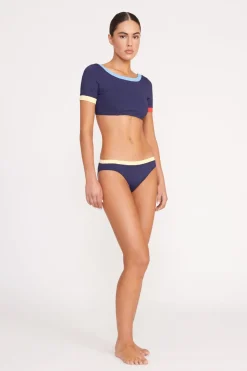 STAUD LILY SHORT SLEEVE BIKINI TOP  NAVY COLORBLOCK NAVYCOLORBLOCK Best