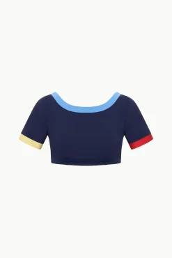 STAUD LILY SHORT SLEEVE BIKINI TOP  NAVY COLORBLOCK NAVYCOLORBLOCK Best